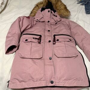 Canada Weather Gear Girls Pink Parka with Fur Hood Size Small 7/8
